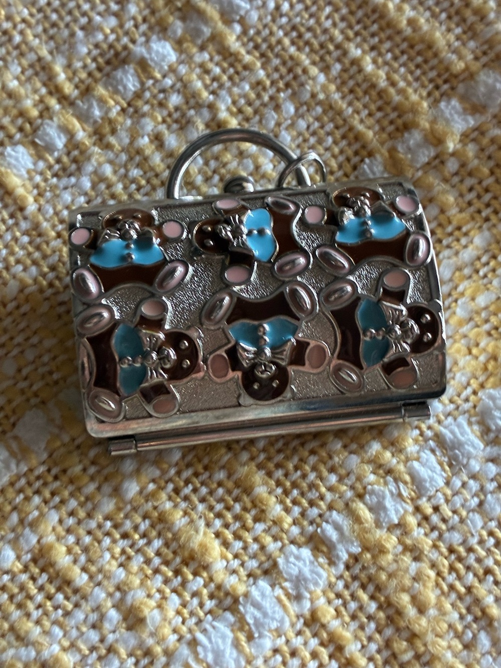 Judith Leiber for Neiman Marcus mini purse enamel teddy bear pill or trinket box